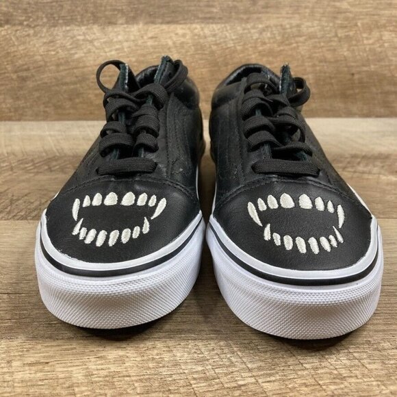 VANS Old Skool Fangs Black Leather Halloween Skate Shoes Womens 5 Mens 3.5 NEW - Picture 4 of 10